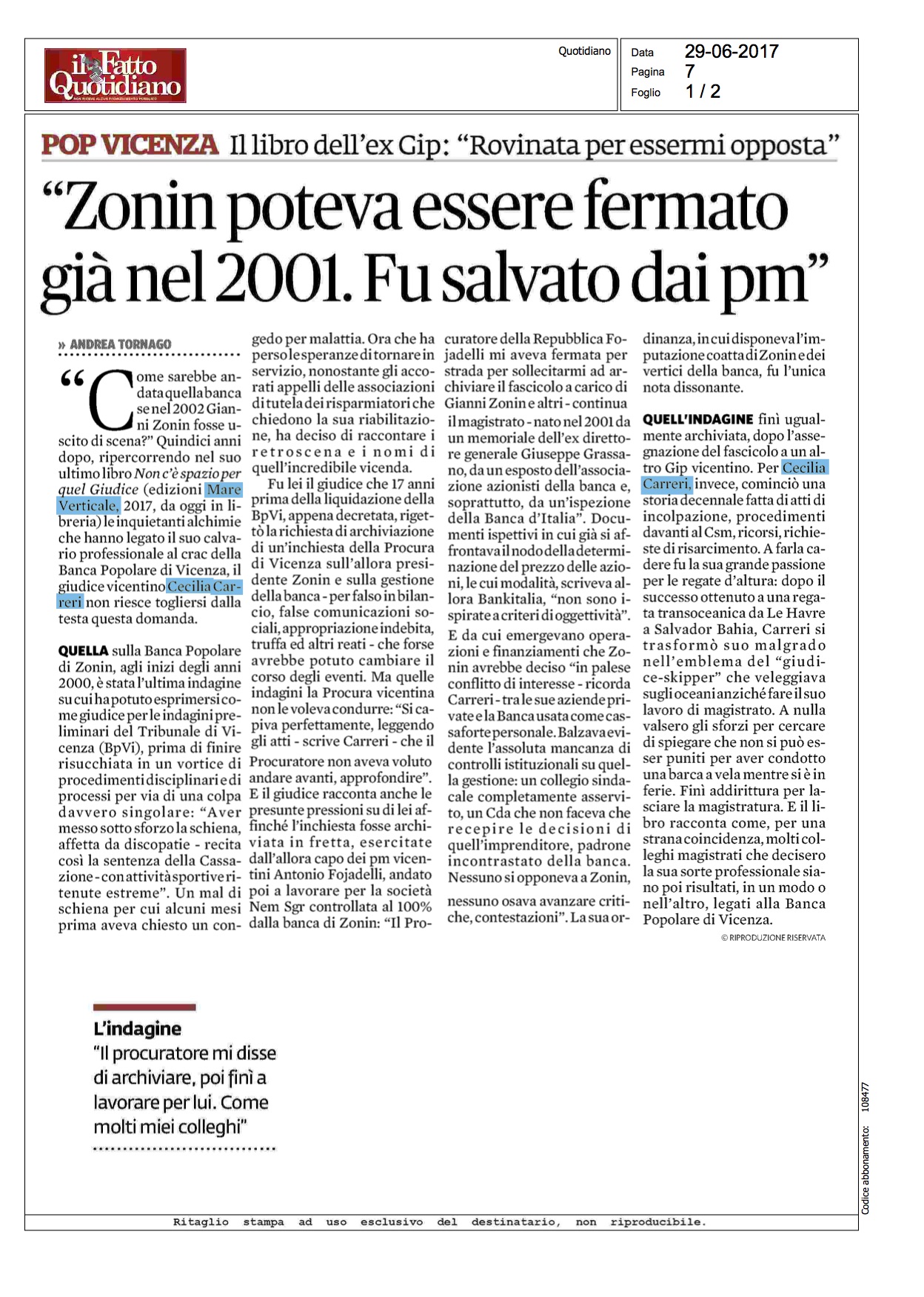 Fatto Quotidiano 29.6.17